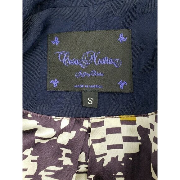 Cosa Nostra By Jeffrey Sebelia Womens Blazer Size Small Navy Blue Fitted Jacket - Picture 6 of 7